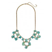 Anselle Teal Lucite Teardrop Cascade Necklace